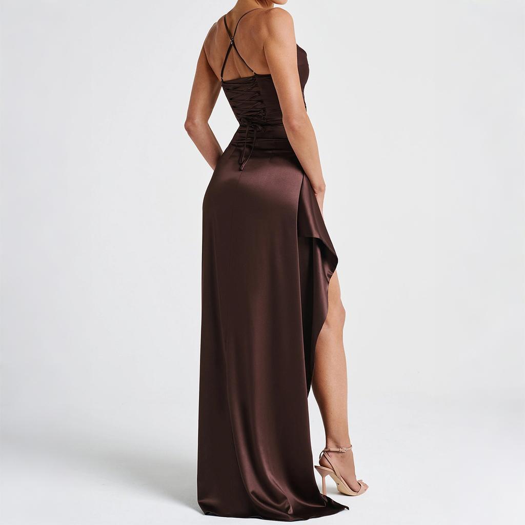 LYRIA Женское платье Элегантная мода Красивые женские платья Вечерние платья для вечеринки Новинка Y2K Сексуальное платье-халтер с запахом на бедрах Длинные платья