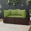 VidaXL Garden Corner Sofas and Cushions 2pcs Brown Wicker, Sofa, Garden Sofa, Sectional Corner Sofa, 319838