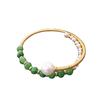 New retro hand-woven natural freshwater pearl bracelet, ethnic style simple 11k gold jadeite bracelet women
