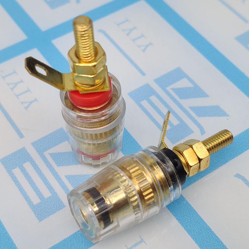 M4 Позолоченная розетка из чистой меди, клеммы усилителя, клеммы, прозрачный корпус, устойчивые к окислению, латунные клеммные заглушки