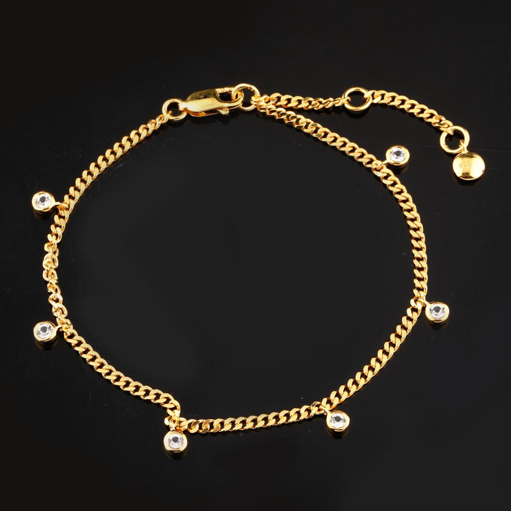 White Topaz Bracelet 925 Sterling Silver Gold Plated Jewelry Gift for Her