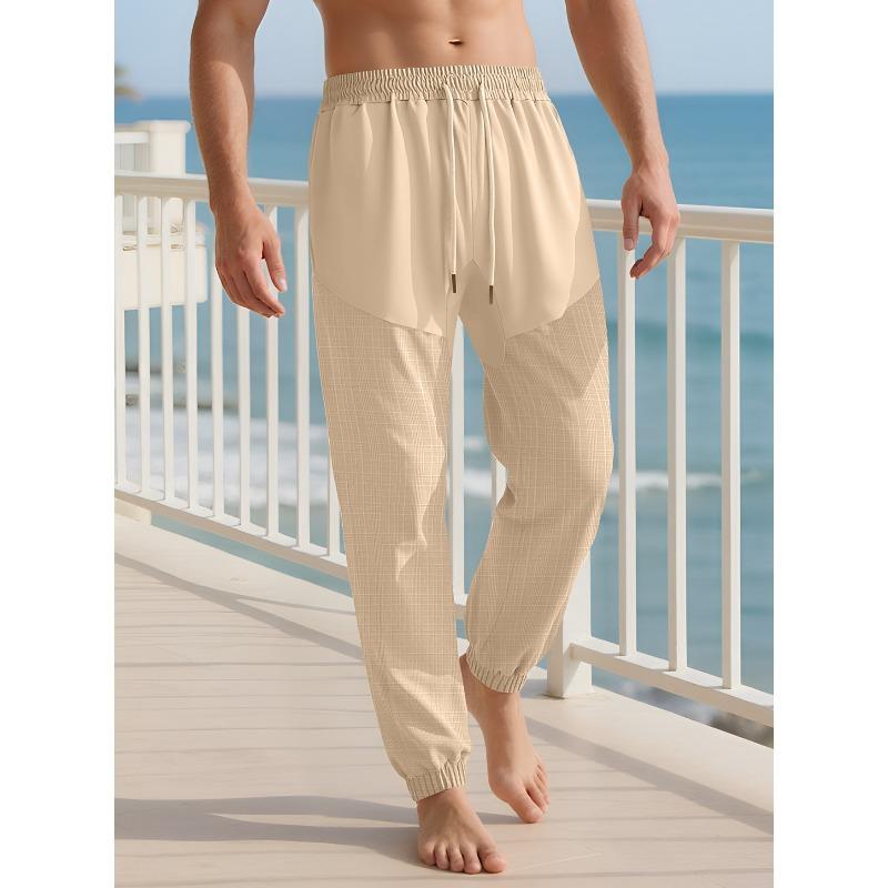 Льняные брюки на кулиске летние свободные домашняя одежда удобные дышащие тонкие спортивные повседневные брюки мужские