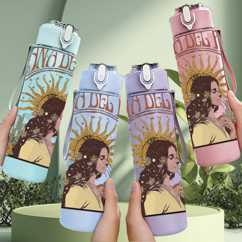 1PC Woman Portrait 750ml sports water bottle leakproof straw lid outdoor office home