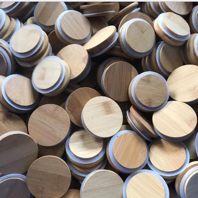 Bamboo Lid for Glass Jars - Sealed Round Lid for Mugs and Candle Cups
