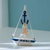 Mediterranean Wooden Sailboat Model with Cotton Rope Net - Mini Desktop Ornament & Photo Prop