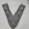 Яркая Стразовая V-образная Декорация Воротника Ткани DIY Украшения Ручная Вышивка Нашивка на Воротник Одежды Ручная Вышивка Бисером