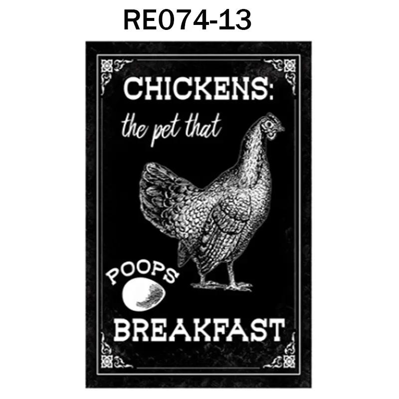 Happy-Hens Свежие яйца Металлическая жесть Плакат Куры Ферма Магазин Плакат Винтаж Ресторан Настенный декор Ретро таблички Знаки 20*30 см