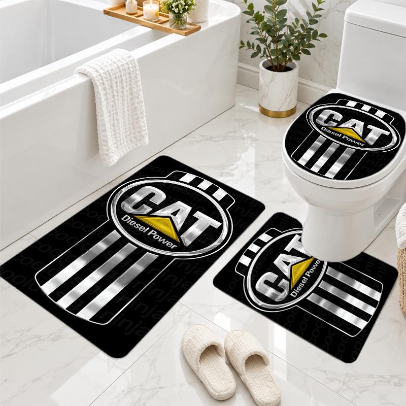 3Pcs Flannel Toilet Mat Set Caterpillar Bathroom Rug Non Slip Bath Carpet Home Decor