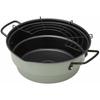 Mannen Gelsomino Tempura Pot with Deep Frying Rack, 23cm, Induction Compatible, Tiered Design, with Spout, Silicone Coating, and Strainer for Easy Oil