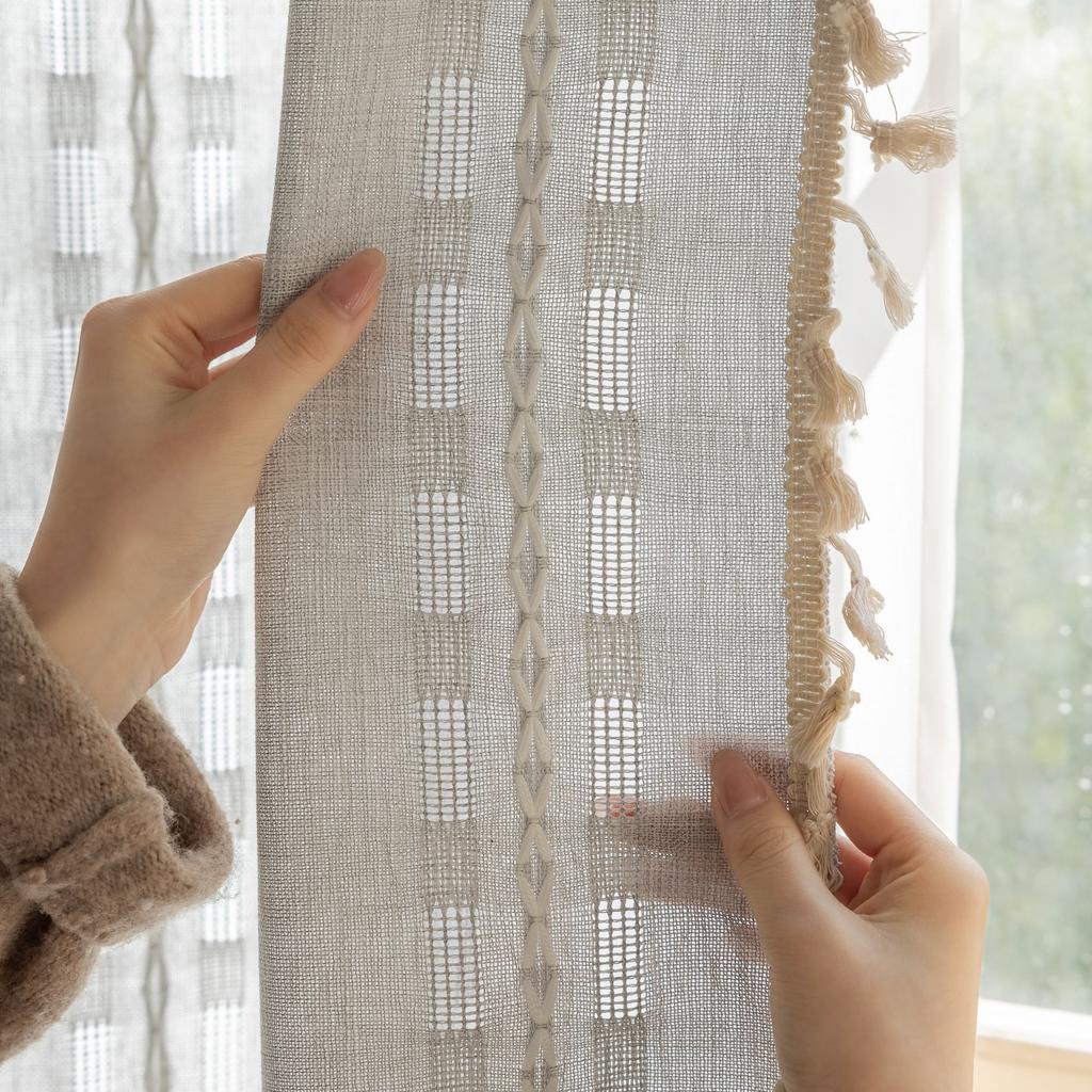 Curtain Finished Semi-Blackout Hollow Jacquard Living Room Balcony