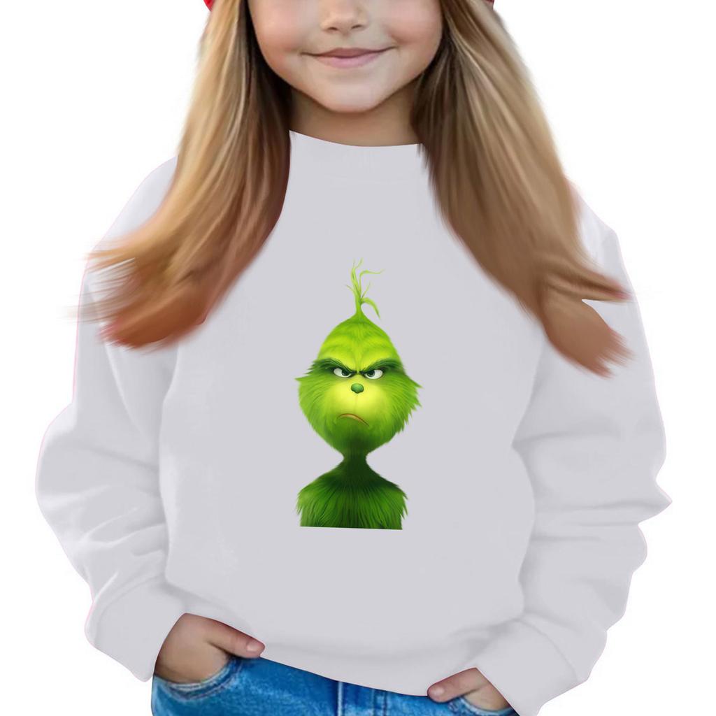 Рождественские пуловеры с круглым вырезом для девочек, детские топы с принтом