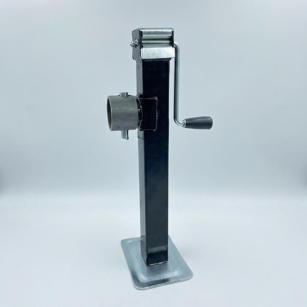 Hand-Cranked Trailer Jack Stand Reinforced with Side Crank Handle