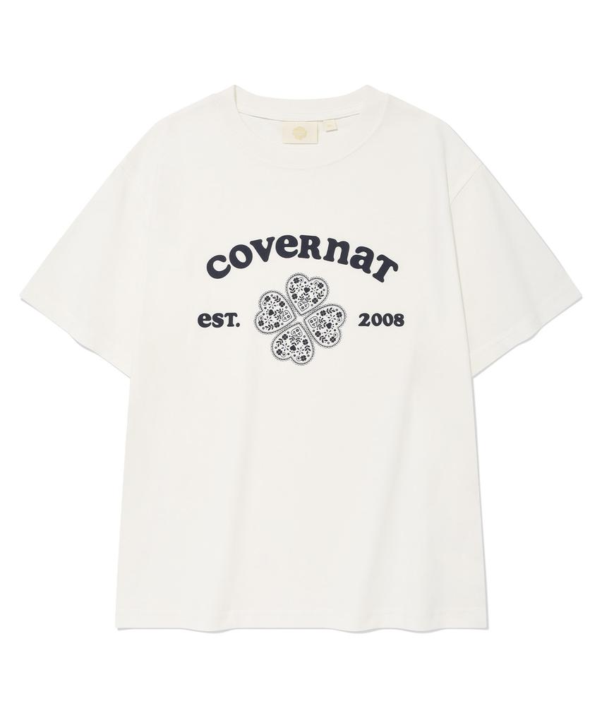 COVERNAT WOMAN Regular Fit Arch Clover Heart T-Shirt White