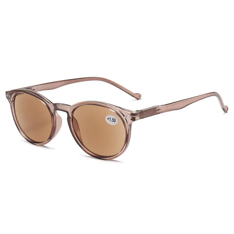 Ретро круглые очки для чтения, высококлассные, из рисового гвоздя, коричневые серые линзы, ультралегкие, унисекс, очки против синего света