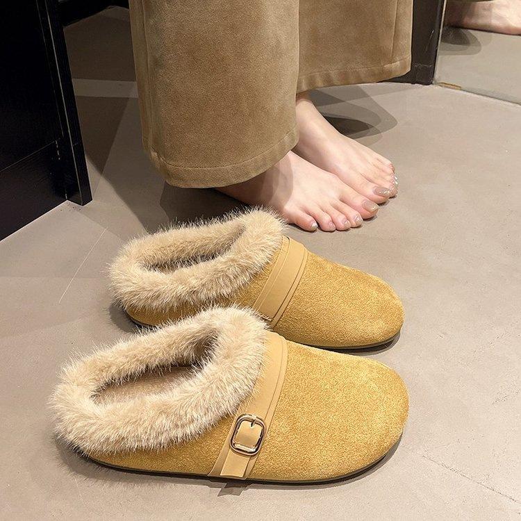 Мягкие шлепанцы Birkenstock, новые осенне-зимние, из бархата, теплые, с закрытым носком, полусапожки