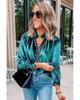 Green Frilled Neck Buttoned Front Velvet Top