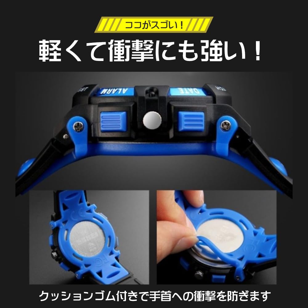 Часы Синие наручные часы Спортивные цифровые аналоговые спортивные часы для мальчиков и девочек для взрослых водонепроницаемые для учеников начальной школы младших классов для детей и мужчин