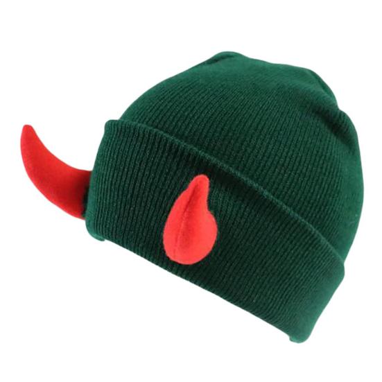 Вязаная шапка-бини с рогами дьявола, зимняя шапка-череп для мужчин и женщин с рогами для катания на лыжах в холодную погоду, теплая вязаная шапка ручной работы с рогами демона