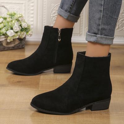 Осень 2025 внешняя торговля Европа и США большой размер женские замшевые ботинки Мартин на молнии квадратный каблук короткие женские ботинки 36-43 размер