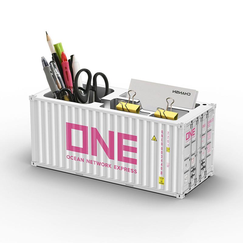 1/20 Scale Simulated Shipping Cargo Container Model Pen Holder Detachable Plastic Storage Box Desktop Organizer Household Supply