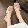 Spring Summer New Coarse Heeled Women's Single Shoes Bow Pink Simple Comfortable Versatile Elegant Sweet Women's Shoes