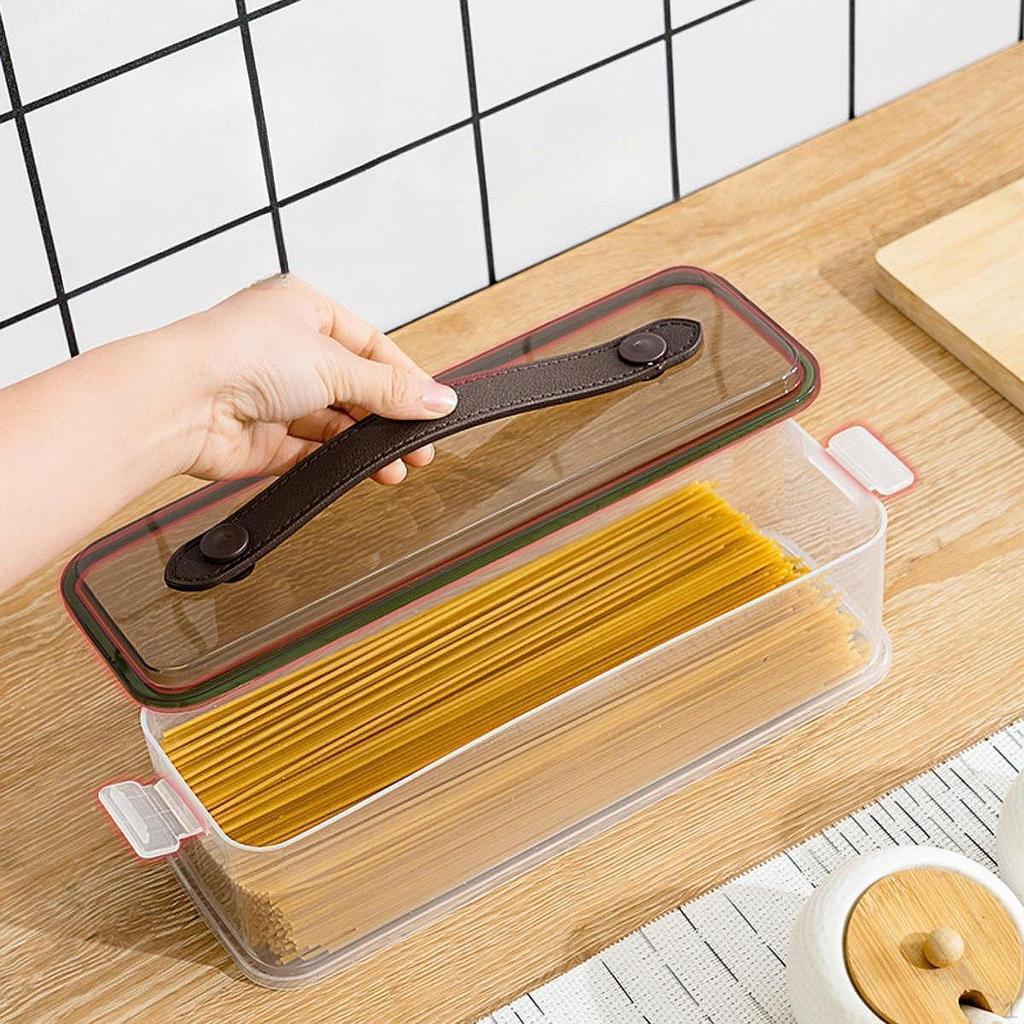 Pasta Container with Handle Airtight Spaghetti Keeper Long Noodle Holder Canister