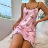 Summer Ice Silk Nightdress Sexy Backless Butterfly Print Suspender Skirt for Home Breathable Short Skirt Sleepwear Sling Nightgown