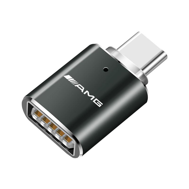 1 шт. Мини-конвертер-адаптер для зарядки автомобиля Type-C на USB 3.0 с логотипом AMG для Mercedes Benz AMG A B C E G CLA W211 W203 W204