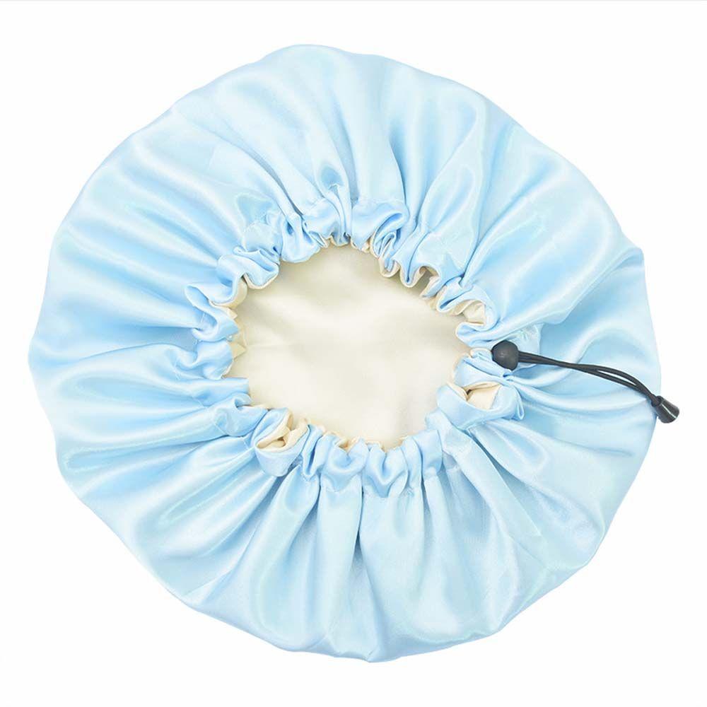 Care Adjustable Springy Double Layer Night Hair Cap Shower Cap Sleep Bonnet Reversible Satin Bonnet