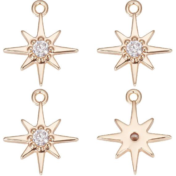 Beebeecraft 1 Box 20Pcs North Star Charms 18K Gold Plated Star Pave Cubic Zirconia Pendant Charms Small Jewelry Making Findings 10.5x8.5mm for DIY