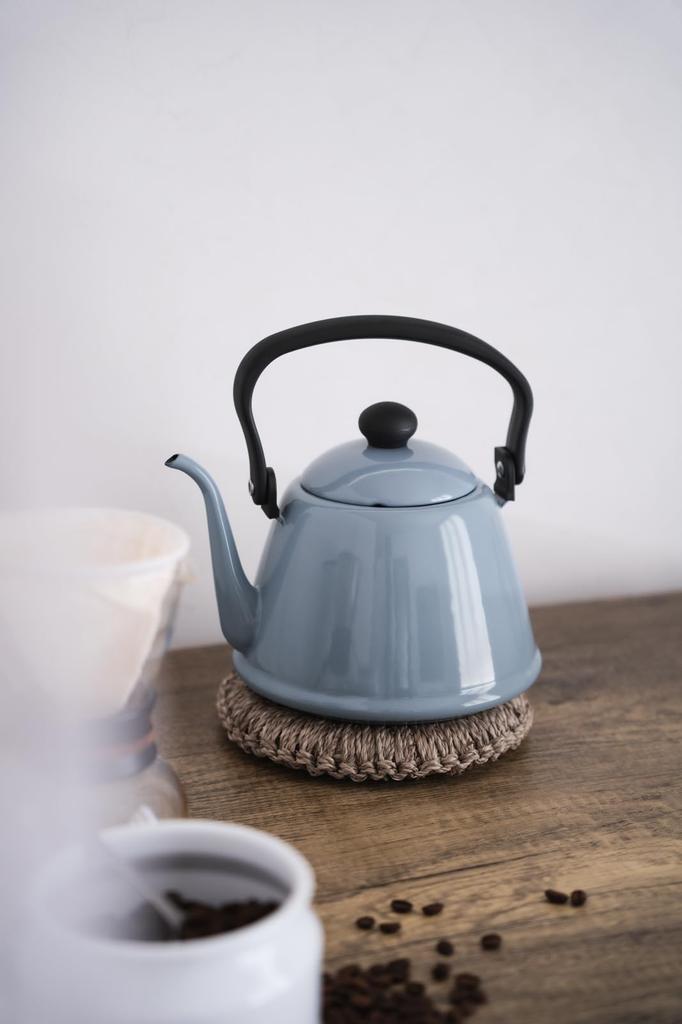 Nodahoro Drip Kettle Induction Heat BG II, Enamel, Compatible, Resistant, Blue-Gray, 2L, DK-200