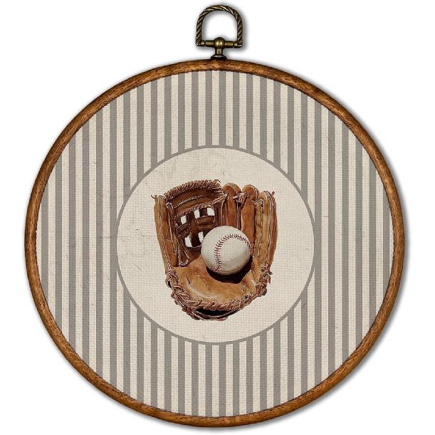 KSDUT Vintage Baseball Wall Art Decor - Retro Sports Trendy Wall Art Canvas Frame Hanging Prints, Nursery Sports Gallery Round Wall Art Decor for