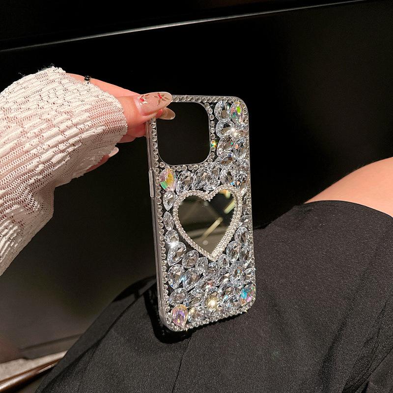 Новый чехол Love Makeup Mirror Full Diamond для iPhone 16 15 14 13 12 11 Pro Max