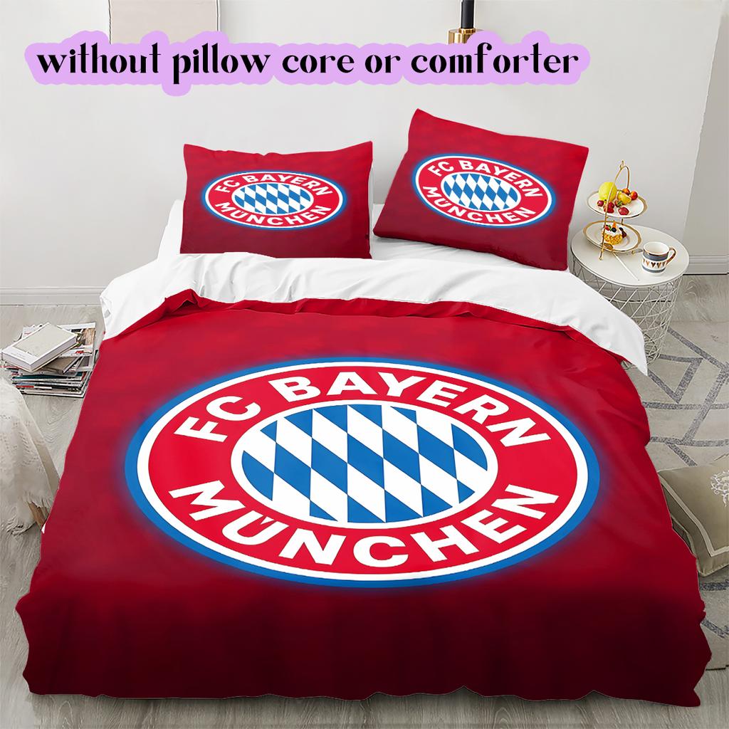 FC Bayern Munich Pattern Bedding Quilt Set Quilt Cover Pillowcase Home Decoration Birthday Gift (1 * duvet cover + 2 * pillowcase, without core)