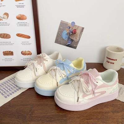 Нишевая универсальная детская обувь для девочек, кеды на толстой подошве, новинка весны и осени 2025 года, белые туфли высокой ценности, обувь-хлебцы