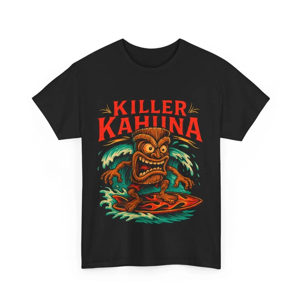 Killer Kahuna Surfing Tiki Rockabilly Kustom Kulture T-shirt Tops Tees Unisex Surf Tee Lowbrow