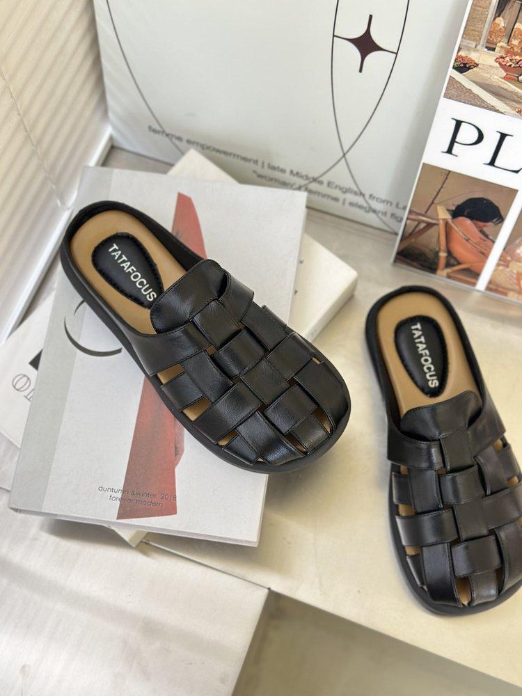 Тканые туфли-клетки для свиней женские летние на толстой подошве без каблука ленивые туфли новые весенне-осенние супер огонь с закрытым носком полушлепанцы