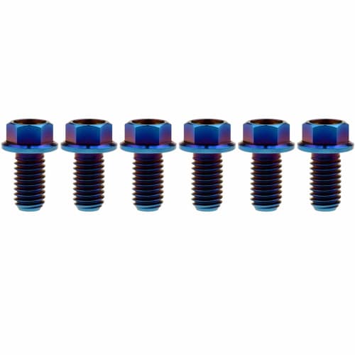 Ruifu M8x15 20 25 30 35 40 45 50 55 60 65mm Motorcycle Small Head Flange Hex Bolts, 1.25mm Pitch, Pack of 6 (M8x15mm, Blue)