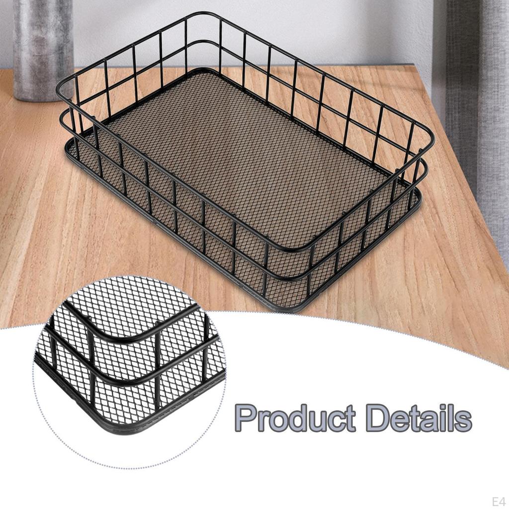 Металлическая проволочная корзина для хранения, Большой прямоугольный органайзер для шкафов и тумбочек