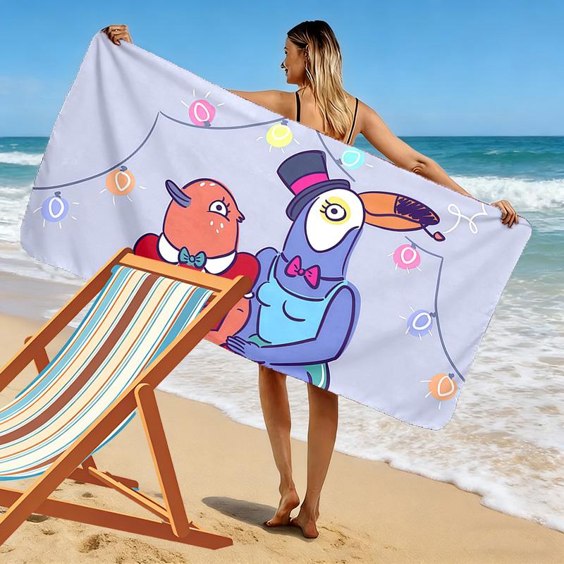 Tuca & Bertie Print Beach Towel, Large Soft Quick Dry Towel for Beach Camping Swimming