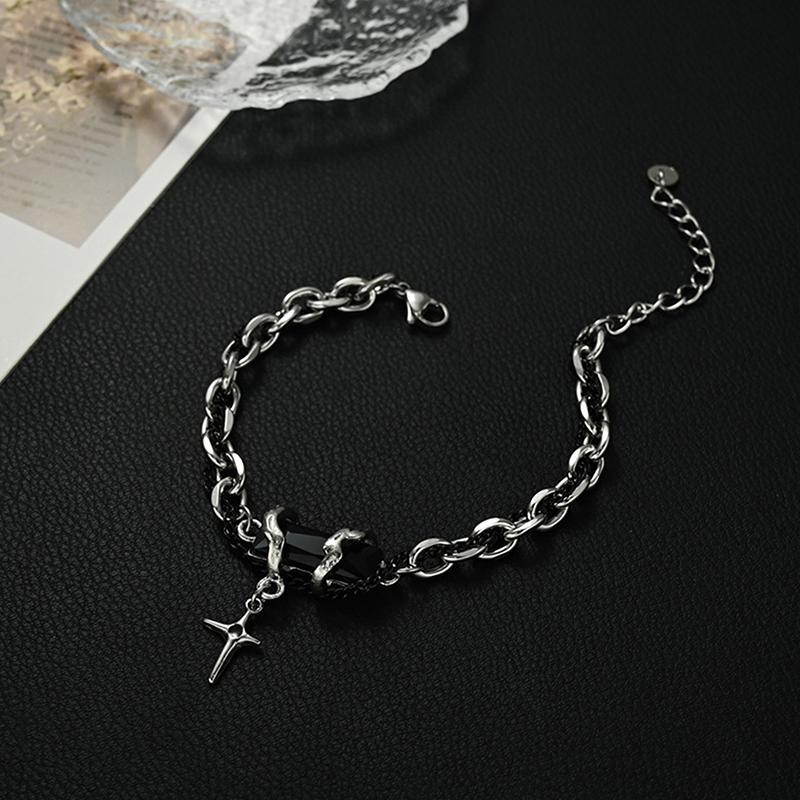 Fashion Exquisite Zircon Star Charm For Women Men Punk Style Star Silver Color Chain Adjustable Bracelet Jewelry Accessories
