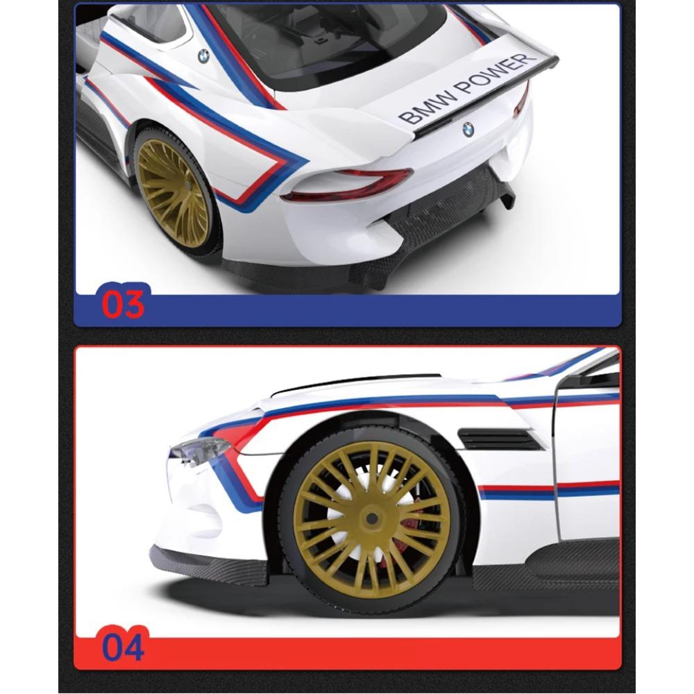 1/24 BMW CSL Alloy Track Racing Car Модель литой игрушечной машинки из металла Модель имитации звука и света Коллекция детских подарков