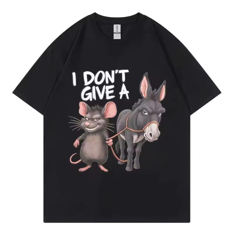 I Don't Give A Rats Ass Sarcasm Funny T shirt High Street Trend Fashion Short Sleeve T shirt Unisex Casual Loose Cotton T shirts