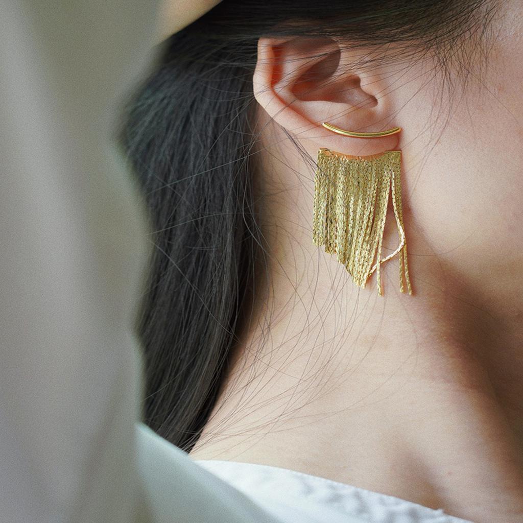 Stylish Metal Dangle Earrings Unique Bling Long Tassels Ear Rings Eye Catching Fringe Eardrops Accessories for Women