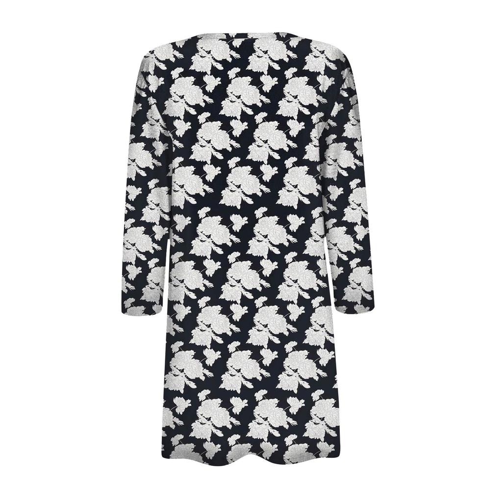 Женский модный свободный повседневный кардиган с принтом и карманами, куртка с рукавом семь восьмых, топ