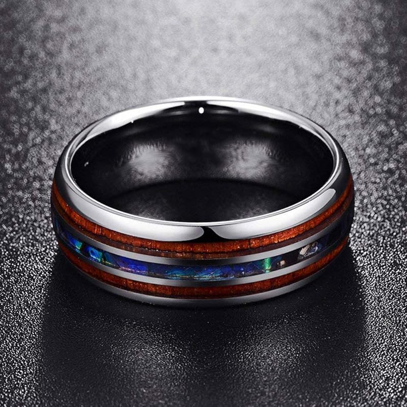 [Rockyu] ring men's silver wood seashell ring Made of titanium Compatible with metal allergies birthday anniversary party present fashion accessories
