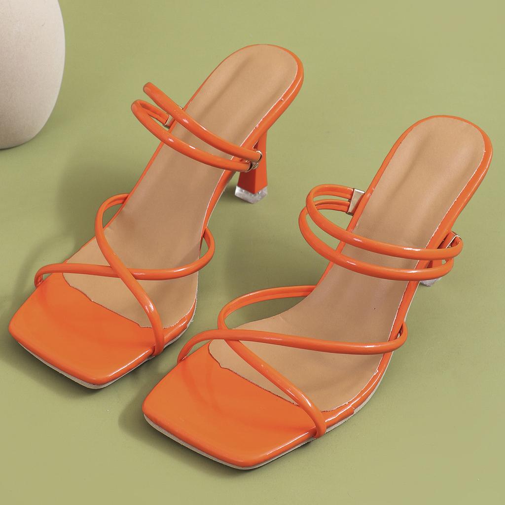 New Summer Women's Sandals Women Heels Square Toe Ladies Slippers Open Toe Slip On Pumps Slingback Woman Casual Shoes Sandalias