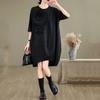 Short Sleeve Plus Size Black Vintage Floral New In Dresses for Women Casual Loose Midi Summer Dress