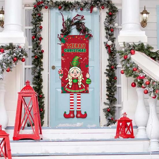 Christmas Flags Door Banner Xmas Element Foldable Easy To Hang Create Festive Atmosphere Home Decoration