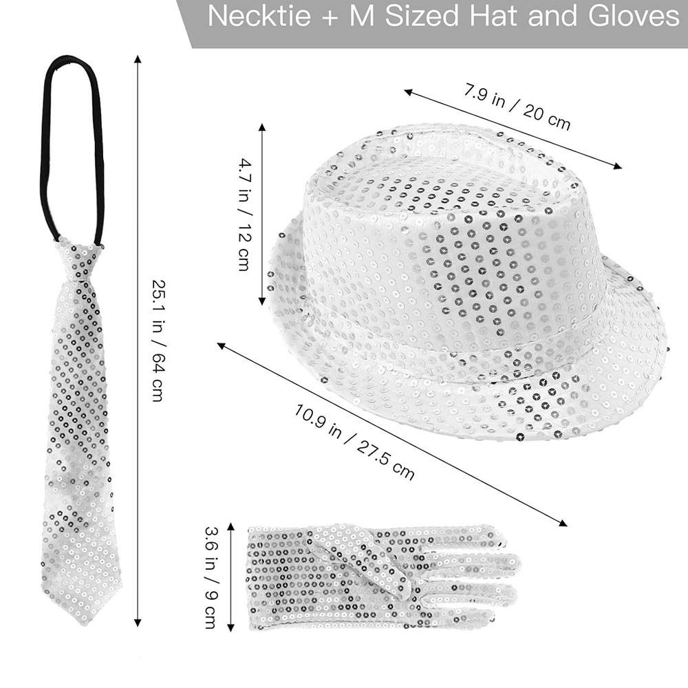 Блестящий набор с пайетками: шляпа, галстук, перчатки. Маскарадный костюм для диско, сцены, для мужчин и женщин.
